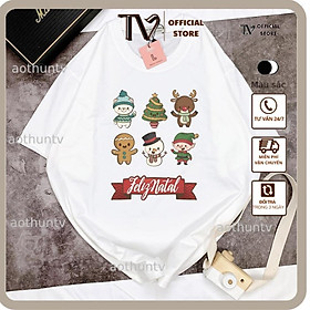 Áo Phông Nữ ATV Áo Thun Tay Ngắn Unisex Đủ Size M L XL - 6 LOGO NOEL DỄ THƯƠNG Cotton Mát Form Rộng Unisex