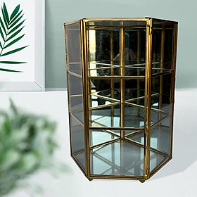 Clear Glass Display Jewelry Box Organizer Three Layers Decorative Keepsake Box Mirrored Desktop for Wedding Party Action Figures Bathroom