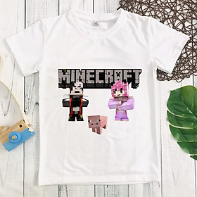 Áo thun trắng Minecraft cho bé gái dễ thương