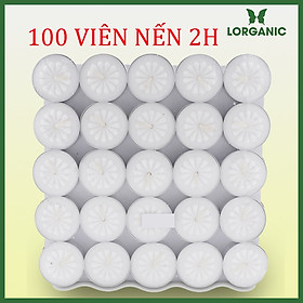 100 Viên Nến Tealight Sáp Cọ 2 giờ Lorganic An Toàn Sức Khỏe, dùng kết hợp với đèn xông và tinh dầu, khử mùi, xua đuổi muỗi và côn trùng hiệu quả, trang trí 