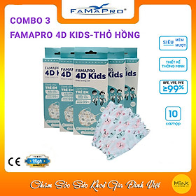 [COMBO 3 HỘP - FAMAPRO 4D KIDS] - Khẩu trang trẻ em kháng khuẩn cao cấp Famapro 4D KIDS tiêu chuẩn KF94 (10 cái/ hộp)