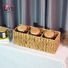 Mua Lubihandicraft - Khay đựng đồ đan lục bình 3 ngăn - đơn giản  mộc mạc