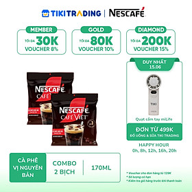 [Tặng Ly nhựa Mochi cao có nắp đậy 2025 NESCAFE ] Combo 2 Bịch NESCAFE 3IN1 Công thức cải tiến - VỊ NGUYÊN BẢN Bịch 46 gói