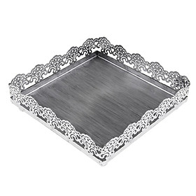 Hollow Lace Cake Stand Square Metal Fruit Plate Wedding Party Home Decor S