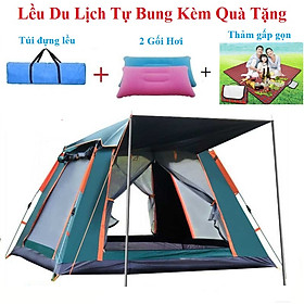 Lều Dã Ngoại Cắm Trại Du Lịch Tự Động 4-5 người, Chống Muỗi, Chống Nước, Chống Nắng Cao Cấp, Tự Bung TẶNG 2 GỐI HƠI