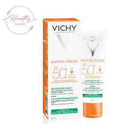 Kem Chống Nắng Chống Ô Nhiễm Và Bụi Mịn Hằng Ngày SPF 50+, Chống Tia UVA + UVB Capital Soleil Mattifying 3 In 1