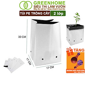 Túi Trồng Cây Greenhome, PE 2 Lớp, Chống UV, Tiện Lợi, Kinh Tế, Độ Bền 1,5 Năm, Trồng Rau, Hoa, Dâu Tây - 1 TÚI PE 17x33