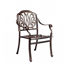 Mua Ghế Cafe sân vườn nhôm đúc màu đồng CC2017-A Nội thất Capta Ghế ngoài trời có tay tựa thân ghế hình bông sen