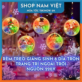 Mua Dây Led Rèm Treo Trang Trí Giáng Sinh 8 Dĩa Tròn Chống Nước Trang Trí Ngoài Trời