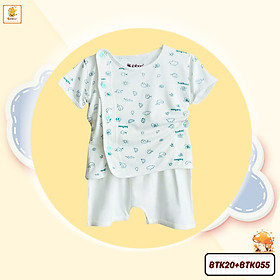 Bộ sơ sinh cotton tay ngắn cài lệch nhiều màu cho bé