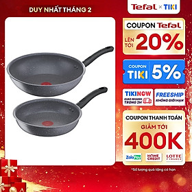 Mua Bộ 2 chảo chống dính đáy từ vân đá Tefal Cook Healthy dùng cho mọi loại bếp (24cm  28cm) - Hàng chính hãng