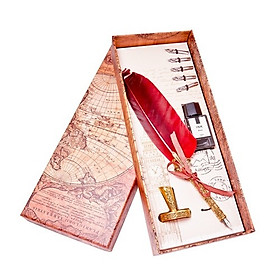 Bút mạ vàng 24k lông vũ màu đỏ - ANCARAT