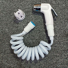 Đầu vòi xịt vệ sinh tăng áp nhựa ABS màu trắng - Dây mềm cho vòi xịt vệ sinh uốn hình lò xo bằng nhựa PU dài 1M  A34-1 - màu trắng A34-1-99