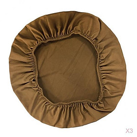 3xRound Chair Seat Cushion Slipcover Bar Stool Pad Cover Protector Coffee