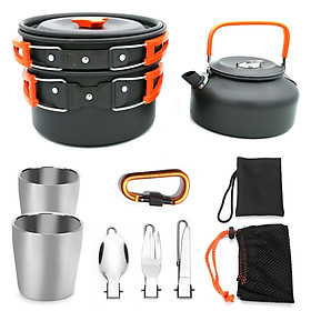 Outdoor Camping Teapot Suits Cookware Pot Sets Portable Picnic Cooking Set
