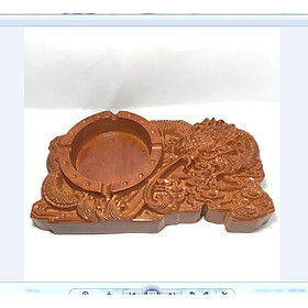 Mua GẠT TÀN THUỐC GỖ HƯƠNG NGUYÊN KHỐI CHẠM RỒNG LỬA CAO CẤP -SIZE TO
