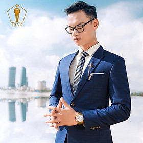 Bộ Vest Nam, Đồ Veston Màu Xanh Đen, Đen, Xanh Navy, Cổ Vịt Cao Cấp - Trần(1 Quần Và 1 Aó Vest)