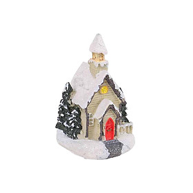 Christmas Scene Lighted House Ornament Decoration Fairy Garden Statue with Warm Light Cute for New Year Decor Multifunctional