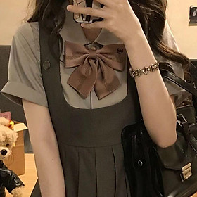 SHUANGYAN Mùa hè ngọt ngào Bowknot dây đeo váy nữ sinh phiên bản Hàn Quốc giảm tuổi nhỏ vest váy hai mảnh