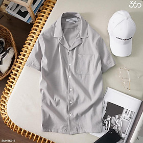 Sale Áo sơ mi nam cộc tay áo sơ mi cổ vest, có túi ngực - SMNTK017