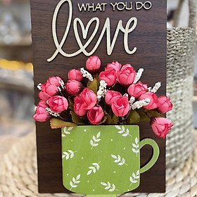 Bảng Gỗ hoa treo tường trang trí Love