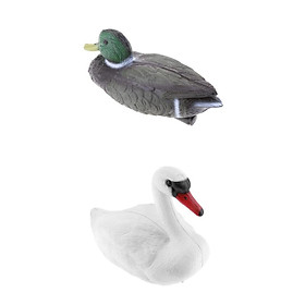 2pc Artificial Swan & Duck Decoy Pond Decor  Floating Ornamental Bird