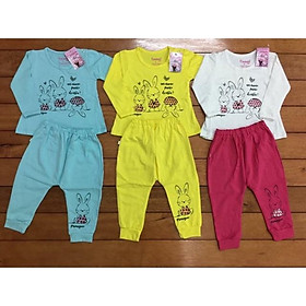 Bộ cotton bé gái còn 2 bộ xanh và trắng hồng size 7 đến 9kg