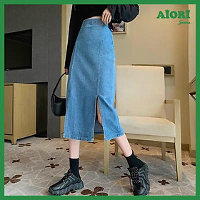 Váy Jean Nữ - Chân Váy Denim Chữ A Lưng Cao Ôm Dáng Xinh Xắn Theo Phong Cách Hàn Quốc