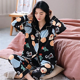 Bộ Pijama nữ phong cách Hàn Quốc, tông màu đen họa tiết chấm bi vừa gọn dáng cũng rất nổi bật, chất vải cotton 100% thoáng mát, bền đẹp