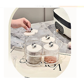 Bộ hộp đựng gia vị sang chảnh cho nhà bếp - Bộ combo đựng gia vị cực giá trị - Chất liệu acrylic kèm giá đỡ cực xinh