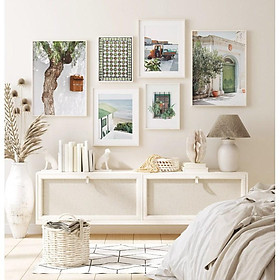 Mua Bộ 6 tranh treo tường tone xanh mát  tranh canvas tone xanh biển. có đinh tặng kèm