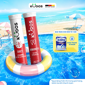 Combo 2 TPBVSK Viên sủi KUDOS IMMUNITY + Viên sủi KUDOS DAILY bổ sung vitamin tổng hợp và nhân sâm (20 viên/tuýp)