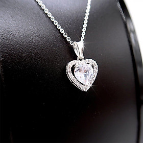 Dây chuyền BẠC THẬT - Vòng cổ Bạc nữ trái tim đính pha lê [TS-DC-A18]