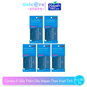 Combo 5 Giấy Thấm Dầu Mayan Than Hoạt Tính (100 Tờ)