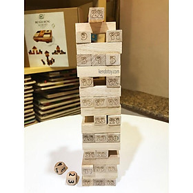 Trò chơi rút gỗ đánh số có xúc xắc, Jenga số 48 thanh, Board game trong nhà, trò chơi rút thanh số