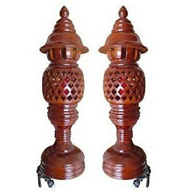 Mua cặp đèn thờ gỗ xà cừ size 48 hàng cao cấp loại 1