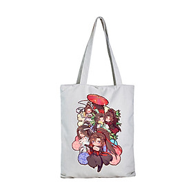 Túi tote vải đen trắng in hình Mặc hương đồng khướu Ma đạo tổ sư Thiên quan tứ phúc anime chibi