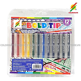 Bút lông màu Colormate, bút màu Bold Tip Marker bộ 12 màu - COLORMATE