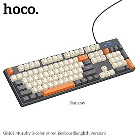 Bàn Phím Có Dây 3 Màu HOCO GM61 Phiên Bản Tiếng Anh, Thiết Kế Công Thái Học, Làm Văn Phòng Chơi Game, Với 104 Phím Nút Nhiều Màu Sắc - Hàng Chính Hãng