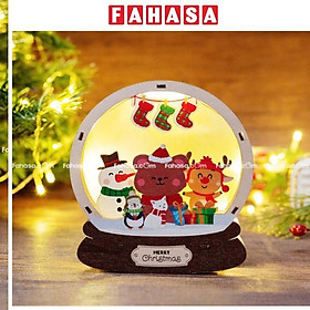 Đèn Gỗ Trang Trí Giáng Sinh - Bách Mộc - Quả Cầu Gấu Nâu