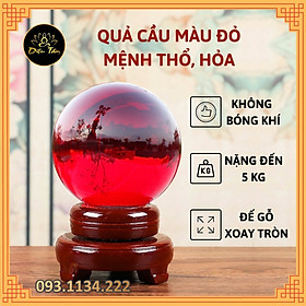 Quả cầu phong thủy pha lê màu đỏ size to 15cm hợp mệnh Thổ, mệnh Hỏa đồ phong thủy trang trí