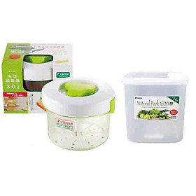 Combo hộp muối dưa cà 3L + hộp đựng thực phẩm 1,6L - Tặng hộp đựng mì ống nội địa Nhật Bản
