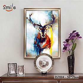 Mua Tranh tô màu theo số sơn dầu số hóa cao cấp Smile trang trí Thần Lộc Hươu bảy sắc D57004