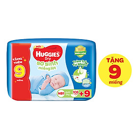 Miếng lót sơ sinh NB1 HUGGIES DRY 108 miếng + 9 miếng