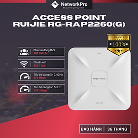 Bộ Phát WiFi Ruijie RG-RAP2260 (G) Wi-Fi 6 Hàng Chính Hãng – Tốc Độ 1775Mbps, Hỗ Trợ +100 User (Hàng Chính Hãng)