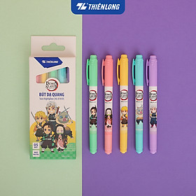 Hộp 5 bút dạ quang màu Pastel Thiên Long HL-019/DS - Phiên bản Demon Slayer