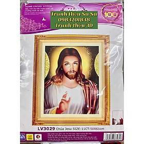 Tranh thêu chữ thập Chúa Jesu LV3029, kích thước 50 x 61 cm