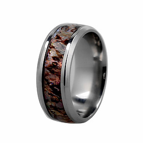 Men's   Shell Inlay High Polished Stainless Steel Rings 8mm