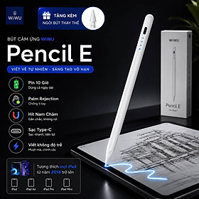 (Tặng ngòi thay thế) Bút cảm ứng thông minh artist hỗ trợ tì tay WIWU Pencil E tương thích iPad Pro Air Mini từ >=2018 - Palm Rejection | Magnetic | Sạc Type-C | Viết Không Độ Trễ - Hàng nhập khẩu