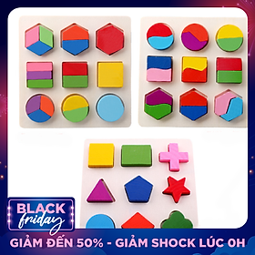 Đồ chơi gỗ giáo cụ Montessori combo 3 bảng lắp ghép hình khôi - TotdepreHH1042